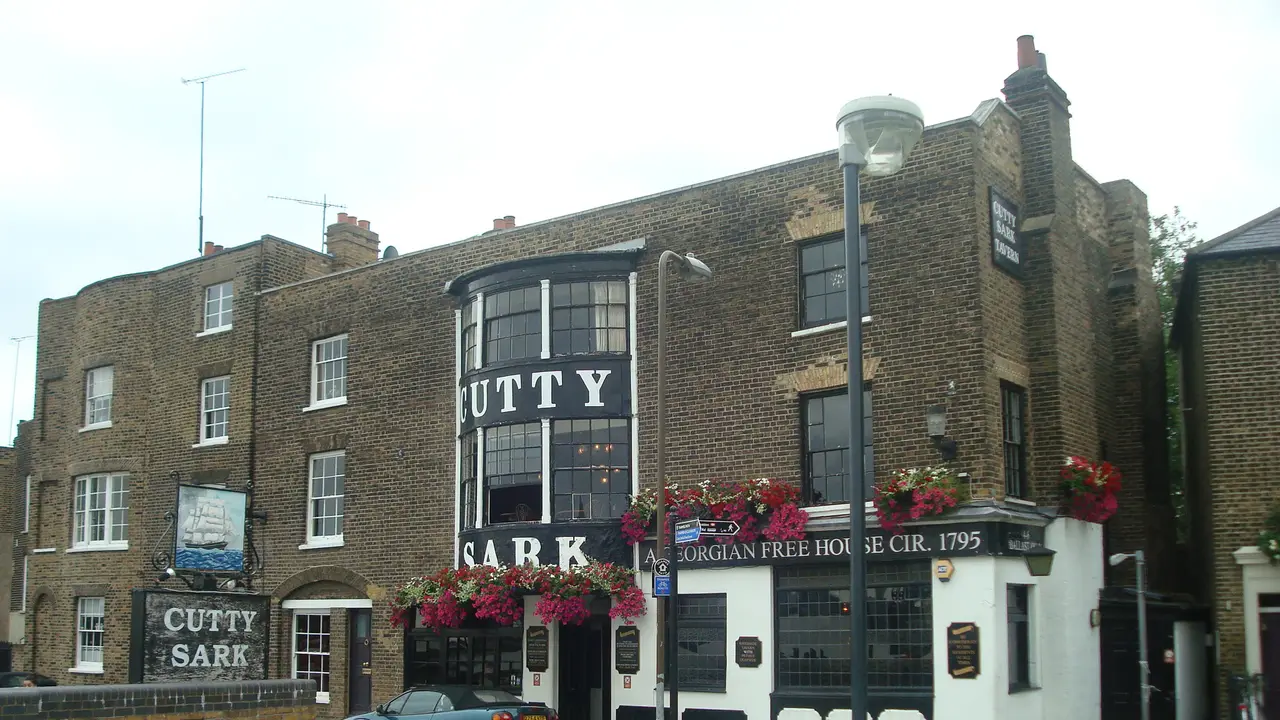The Cutty Sark public house on the riverside at Greenwich in south-east London